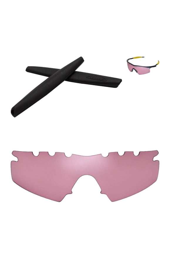 Pink Vented Replacement Lenses And Black Earsocks For Oakley M Frame Strike Sunglasses