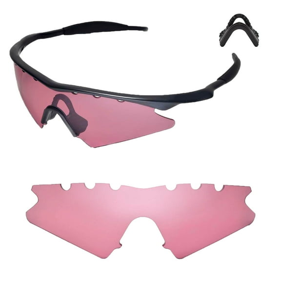 Walleva Pink Vented Replacement Lenses And Black Nosepad For Oakley M Frame Sweep Sunglasses