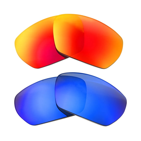 Walleva Polarized Fire Red + Ice Blue Replacement Lenses For Costa Del Mar Tuna Alley Sunglasses