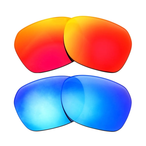 Walleva Polarized Fire Red + Ice Blue Replacement Lenses For Donahugh Designer Sunglasses