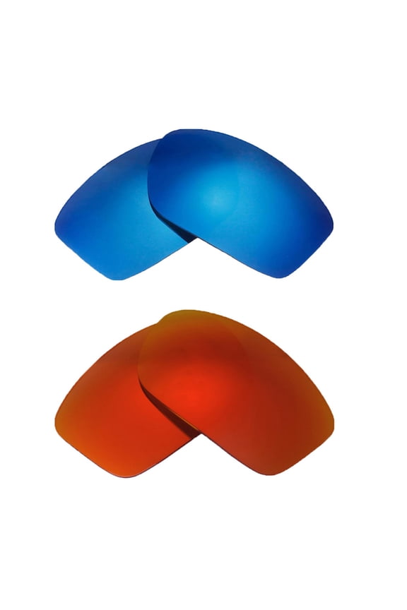 2 Paris Polarized Replacement Lenses For Oakley New Valve OO9236 Sunglasses-Fire Red + Ice Blue