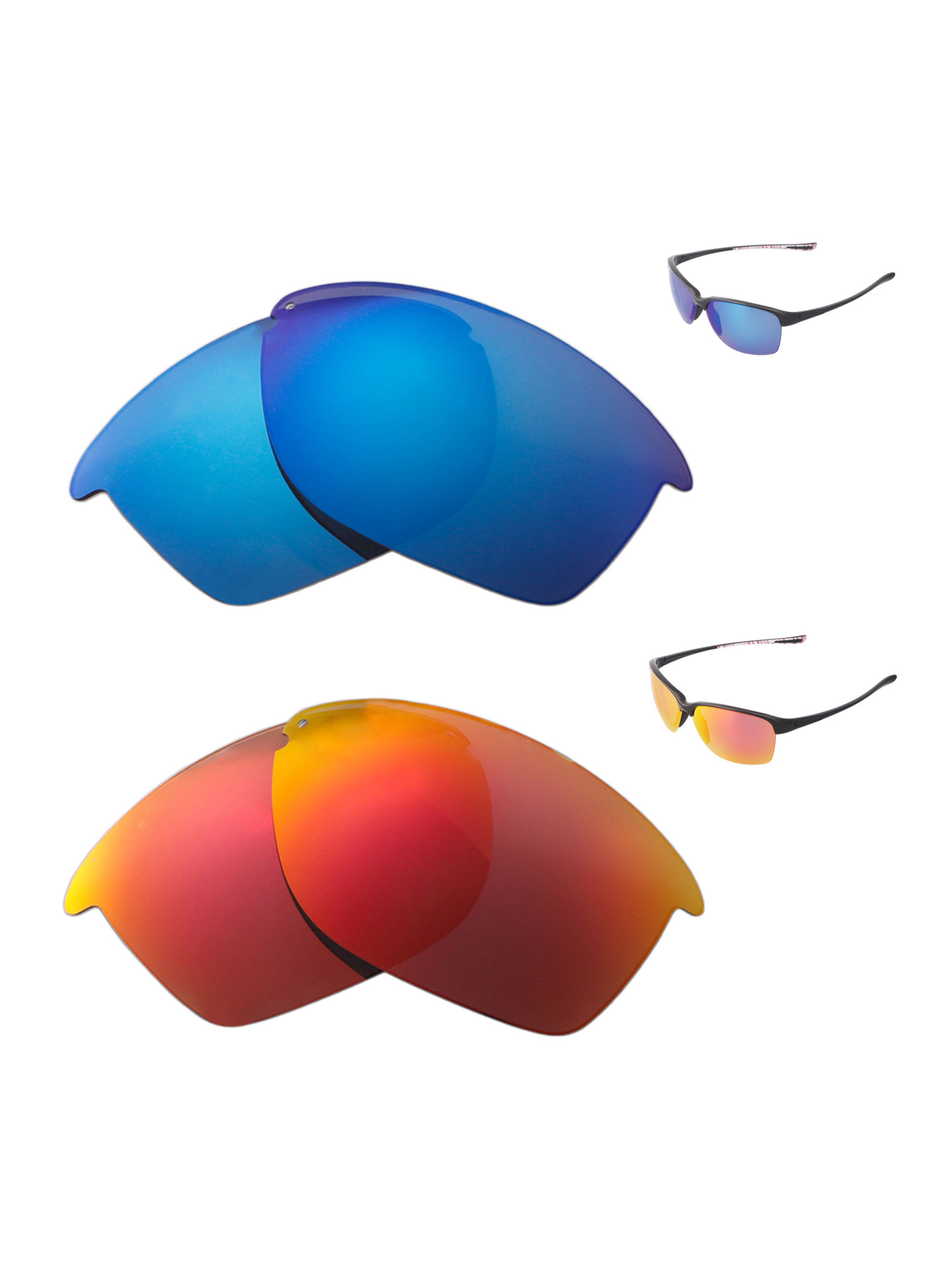 Walleva Polarized Fire Red + Ice Blue Replacement Lenses For Oakley