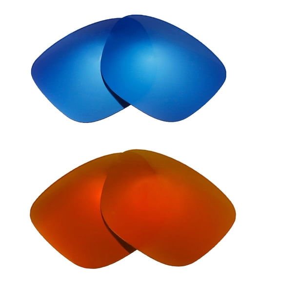 Walleva Polarized Fire Red + Ice Blue Replacement Lenses For Smith Lowdown Sunglasses