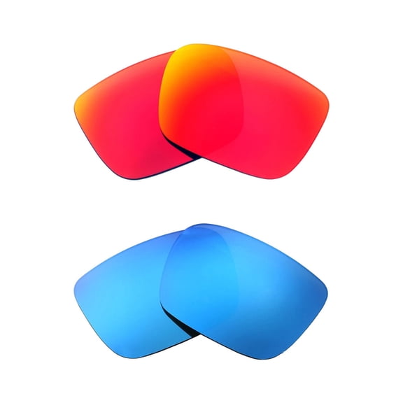 Walleva Polarized Fire Red + Ice Blue Replacement Lenses For Spy Optic Helm Sunglasses