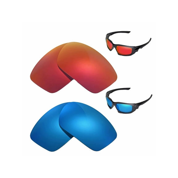 Walleva Polarized Ice Blue + Fire Red Lenses For Oakley Scalpel Sunglasses