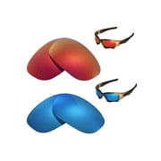 Walleva Polarized Ice Blue + Fire Red Lenses for Oakley Pit BOSS II Sunglasses