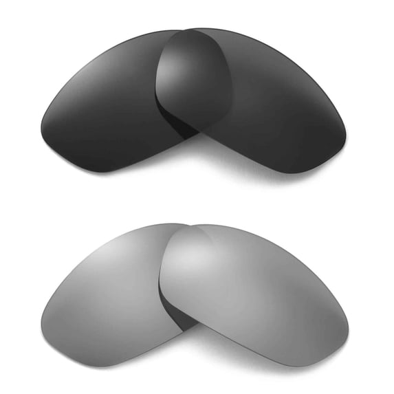 Walleva Polarized Titanium + Black Replacement Lenses For Oakley Straight Jacket Sunglasses