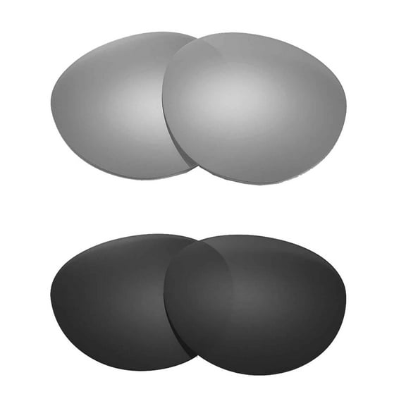 Walleva 2 Paris Polarized Replacement Lenses For Ray-Ban Round Metal RB3447 50mm Sunglasses-Titanium + Black