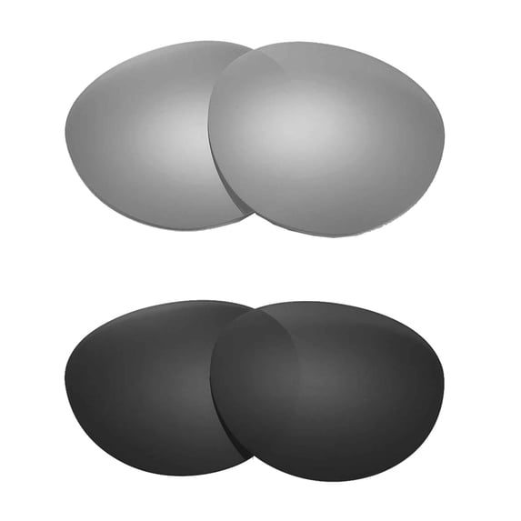 Walleva 2 Paris Polarized Replacement Lenses For Ray-Ban Round Metal RB3447 50mm Sunglasses-Titanium + Black