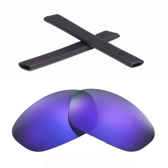Walleva Purple Polarized Lenses And Black Earsocks For Oakley Straight Jacket Sunglasses