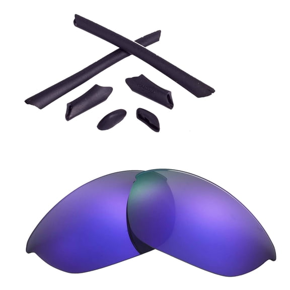 Walleva Purple Polarized Lenses And Black Rubber Kit For Oakley Half Jacket Sunglasses