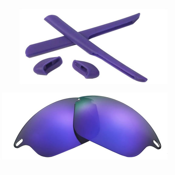Walleva Purple Polarized Lenses And Purple Rubber Kit For Oakley Fast Jacket OO9097 Sunglasses