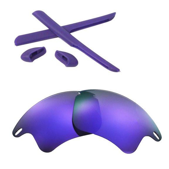 Walleva Purple Polarized Lenses And Purple Rubber Kit For Oakley Fast Jacket XL Sunglasses