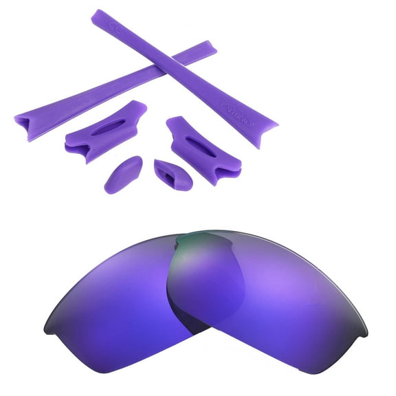 Walleva Purple Polarized Lenses And Purple Rubber Kit For Oakley Flak Jacket Sunglasses