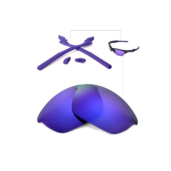 Walleva Purple Polarized Lenses And Purple Rubber Kit For Oakley Half Jacket 2.0 Sunglasses