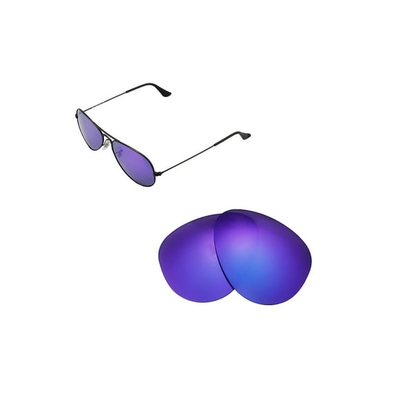 Walleva Purple Polarized Replacement Lenses For Ray-Ban Aviator Large Metal RB3025 55mm Sunglasses