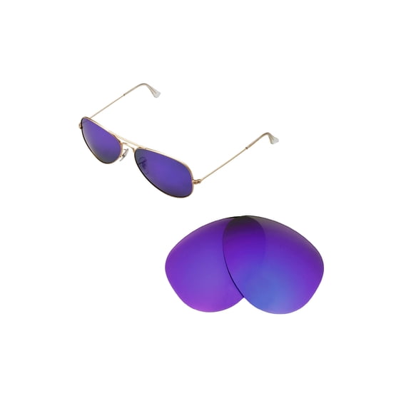 Walleva Purple Polarized Replacement Lenses For Ray-Ban Aviator Large Metal RB3025 58mm Sunglasses