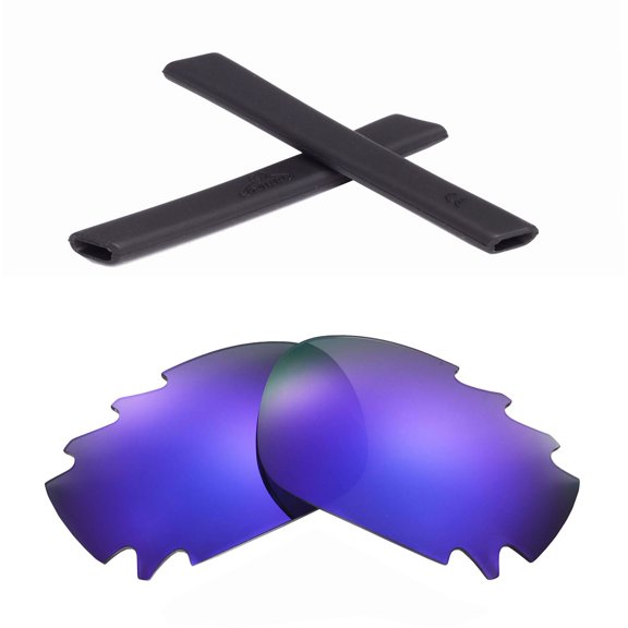 Walleva Purple Polarized Vented Lenses And Black Earsocks For Oakley Jawbone Sunglasses