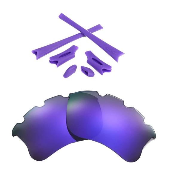 Walleva Purple Polarized Vented Lenses And Purple Rubber Kit For Oakley Flak Jacket XLJ Sunglasses