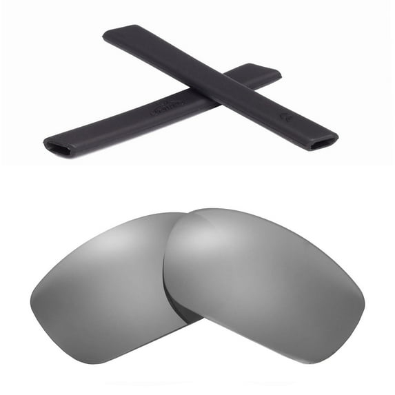 Walleva Titanium Polarized Lenses And Black Earsocks For Oakley Racing Jacket Sunglasses