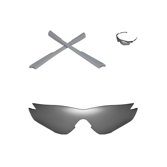 Walleva Titanium Polarized Lenses And Grey Earsocks For Oakley M2 Sunglasses