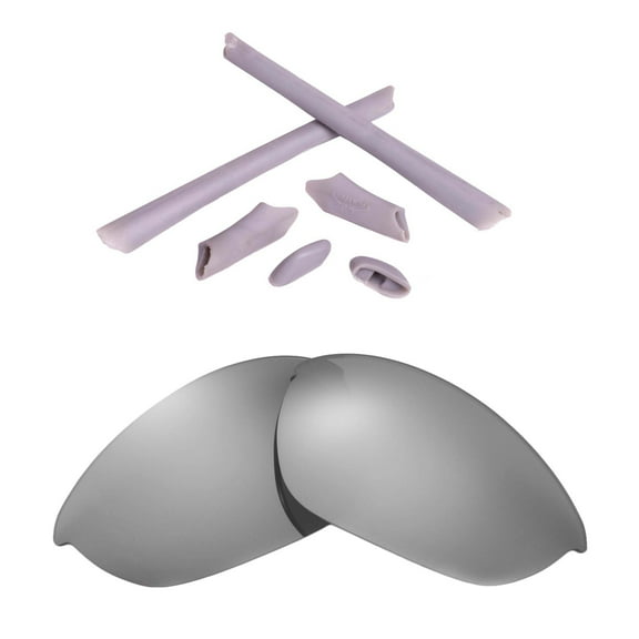 Walleva Titanium Polarized Lenses And Grey Rubber Kit For Oakley Half Jacket Sunglasses