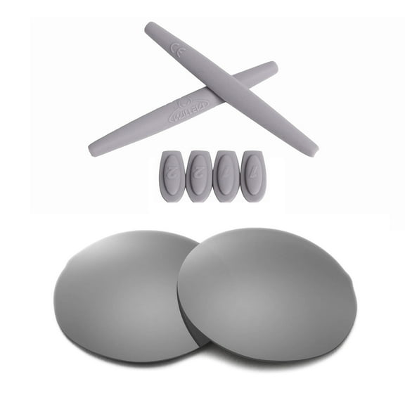 Walleva Titanium Polarized Replacement Lenses And Grey Rubber Kit(Earsocks Temple Socks) For Oakley Mars Sunglasses