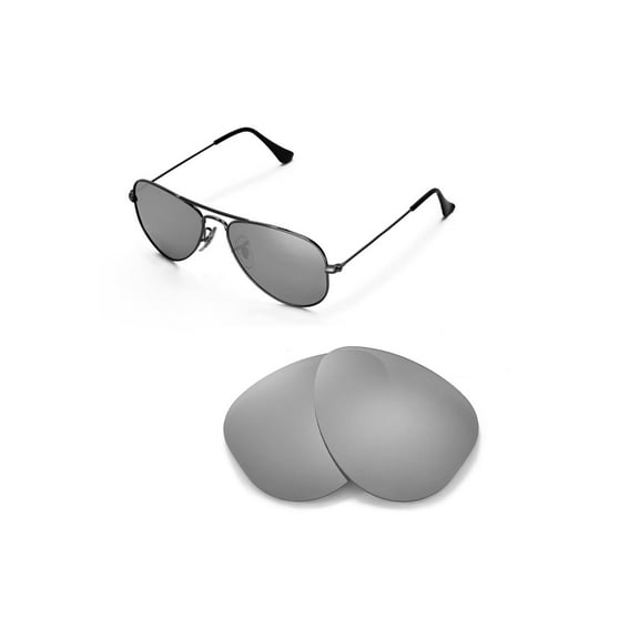 Walleva Titanium Polarized Replacement Lenses for Ray-Ban Aviator RB3044 Small Metal 52mm Sunglasses