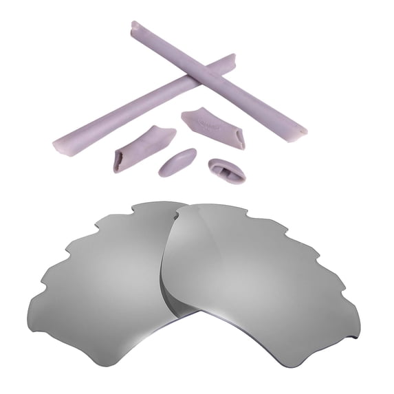 Walleva Titanium Polarized Vented Lenses And Grey Rubber Kit For Oakley Half Jacket XLJ Sunglasses