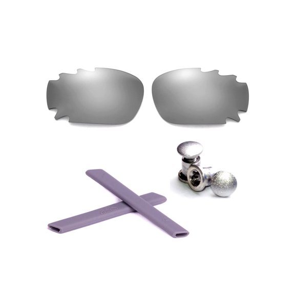 Walleva Titanium Polarized Vented Lenses   Grey Earsocks   Titanium Bolts For Oakley Jawbone Sunglasses