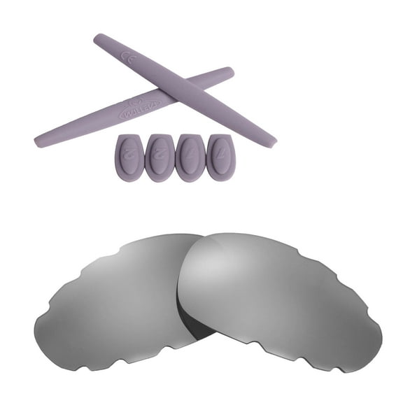 Walleva Titanium Polarized Vented Replacement Lenses And Grey Rubber Kit(Earsocks Temple Socks) For Oakley Juliet Sunglasses