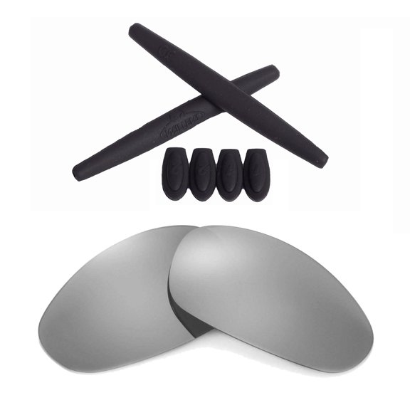 Walleva Titanium Replacement Lenses And Black Rubber Kit(Earsocks Temple Socks) for Oakley Juliet Sunglasses