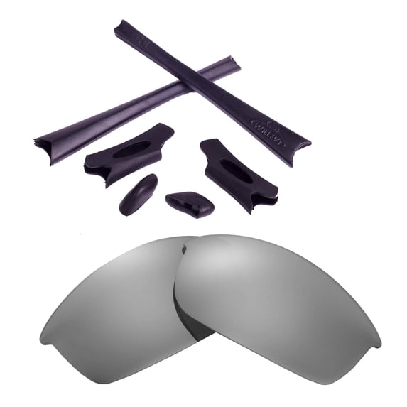 Walleva Titanium Replacement Lenses And Black Rubber Kit for Oakley Flak Jacket Sunglasses
