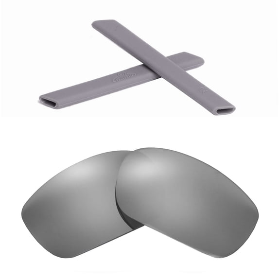 Walleva Titanium Replacement Lenses And Grey Earsocks for Oakley Jawbone Sunglasses
