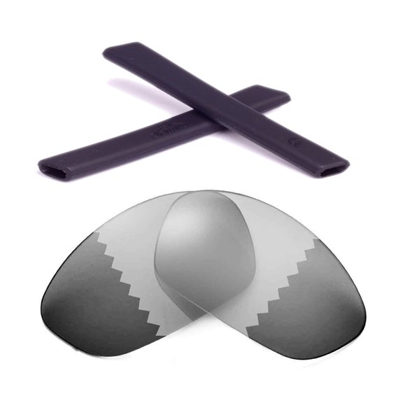 Walleva Transition/Photochromic Polarized Replacement Lenses And Black Earsocks For Oakley Straight Jacket Sunglasses