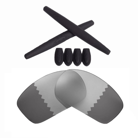 Walleva Transition/Photochromic Polarized Replacement Lenses And Black Rubber Kit(Earsocks Temple Socks) For Oakley X Squared OO6011 Sunglasses