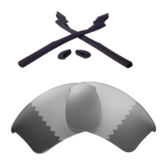 Walleva Transition/Photochromic Polarized Replacement Lenses And Black Rubber Kit For Oakley Half Jacket 2.0 XL OO9154 Sunglasses