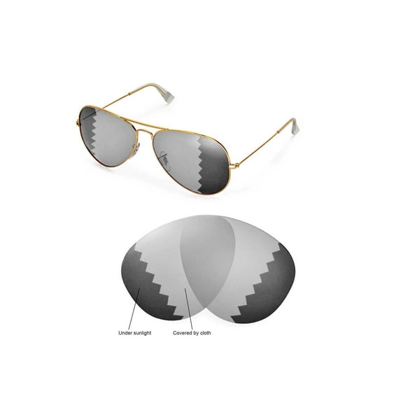 Walleva Transition/Photochromic Polarized Replacement Lenses for Ray-Ban Aviator Large Metal RB3025 62mm Sunglasses
