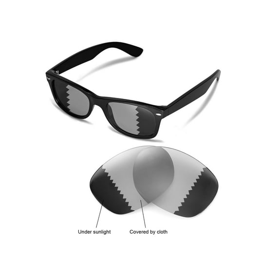 Walleva Transition/Photochromic Polarized Replacement Lenses for Ray-Ban RB2132 52mm Sunglasses