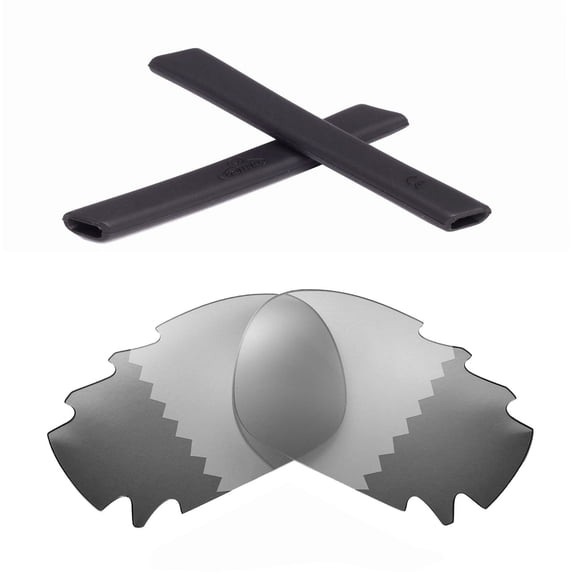 Walleva Transition/Photochromic Polarized Vented Replacement Lenses And Black Earsocks For Oakley Jawbone Sunglasses