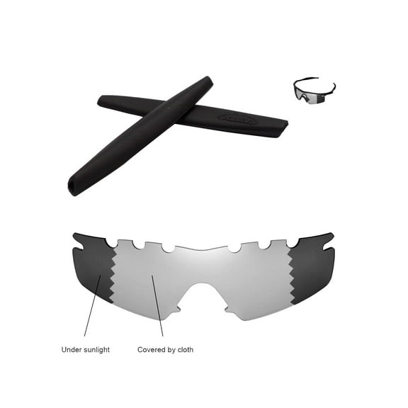 Walleva Transition/Photochromic Polarized Vented Replacement Lenses And Black Earsocks For Oakley M Frame Strike Sunglasses