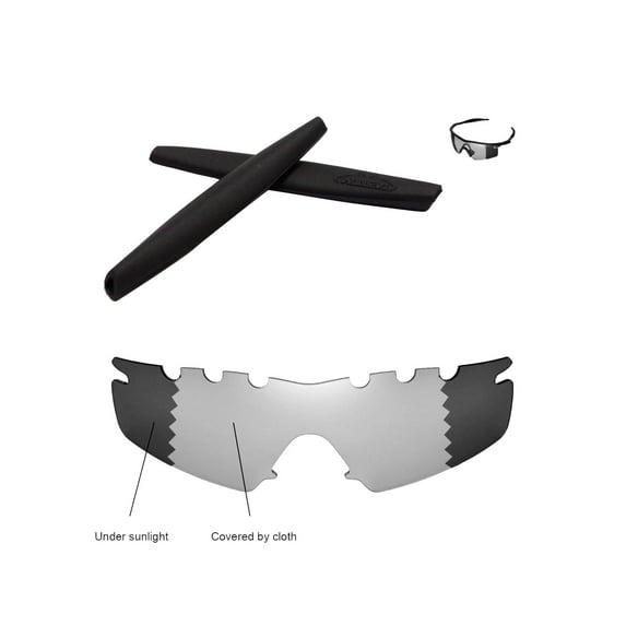 Walleva Transition/Photochromic Polarized Vented Replacement Lenses And Black Earsocks For Oakley M Frame Strike Sunglasses