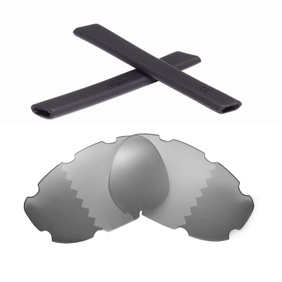 Walleva Transition/Photochromic Polarized Vented Replacement Lenses And Black Earsocks for Oakley Split Jacket OO9099 Sunglasses