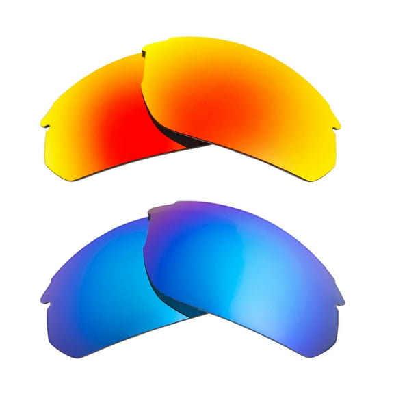 Walleva Two Pairs Polarized Lenses For Smith Parallel 2 Sunglasses - Fire Red + Ice Blue
