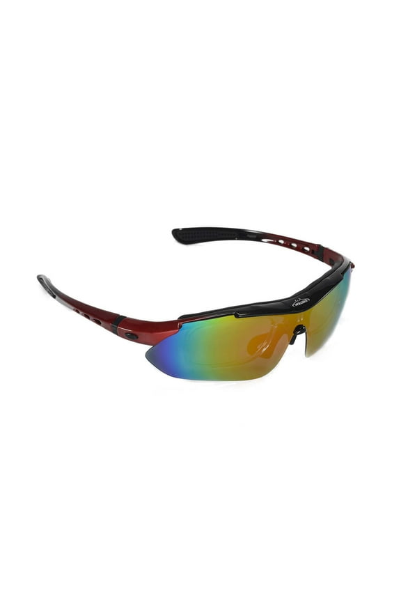 WSG001-FR Fire Red Polarized Sunglasses With TR90 Frame, Prescription Lenses Insert, Hat Clip And Removable Arms