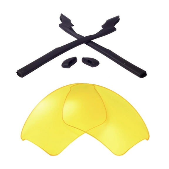 Walleva Yellow Replacement Lenses And Black Rubber Kit for Oakley Half Jacket 2.0 XL Sunglasses