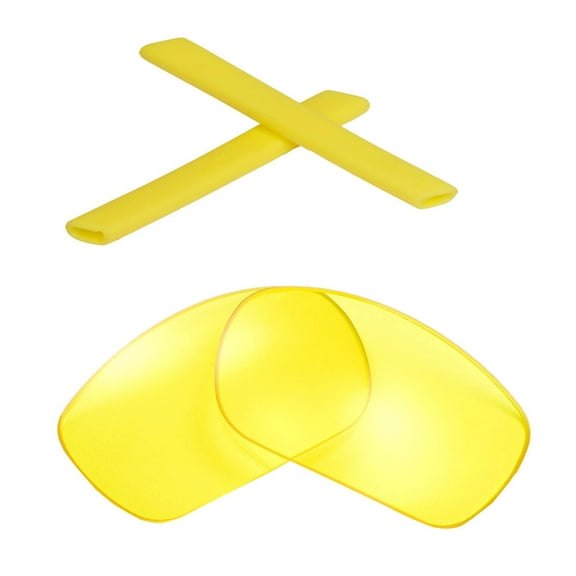 Walleva Yellow Replacement Lenses And Yellow Earsocks for Oakley Jawbone Sunglasses