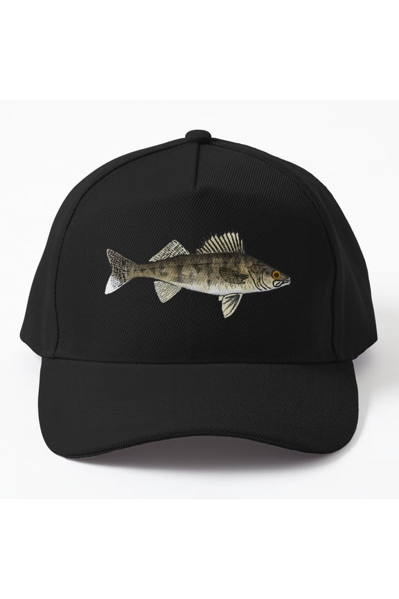 Walleye Baseball Hat, Freshwater Fish Angler Graphic Design, Classic Cap