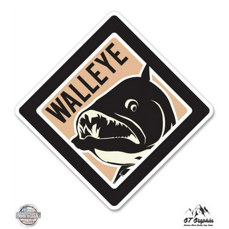 Walleye Fishing - 3" Vinyl Sticker - For Car Laptop I-Pad Phone Helmet Hard Hat - Waterproof Decal