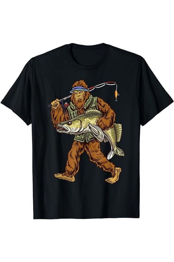 Walleye Fishing Sauger Hunting Bigfoot Fishermen T-Shirt